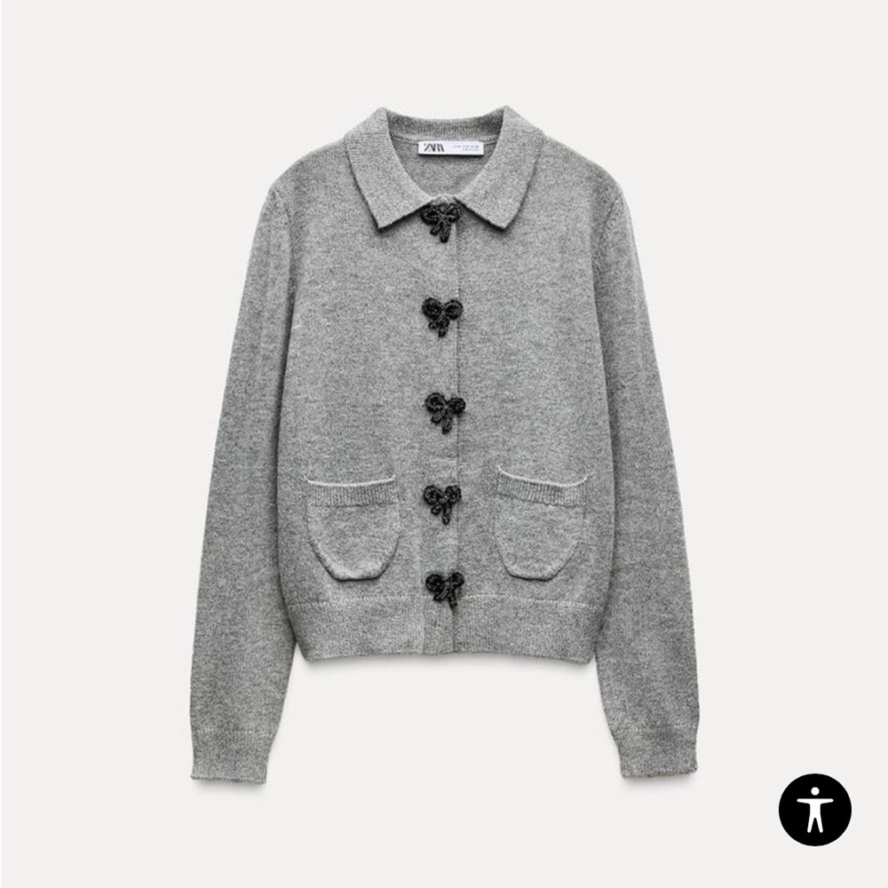 NWT Zara Bow Shaped Button Knit Cardigan 🎀 - Picture 2 of 5